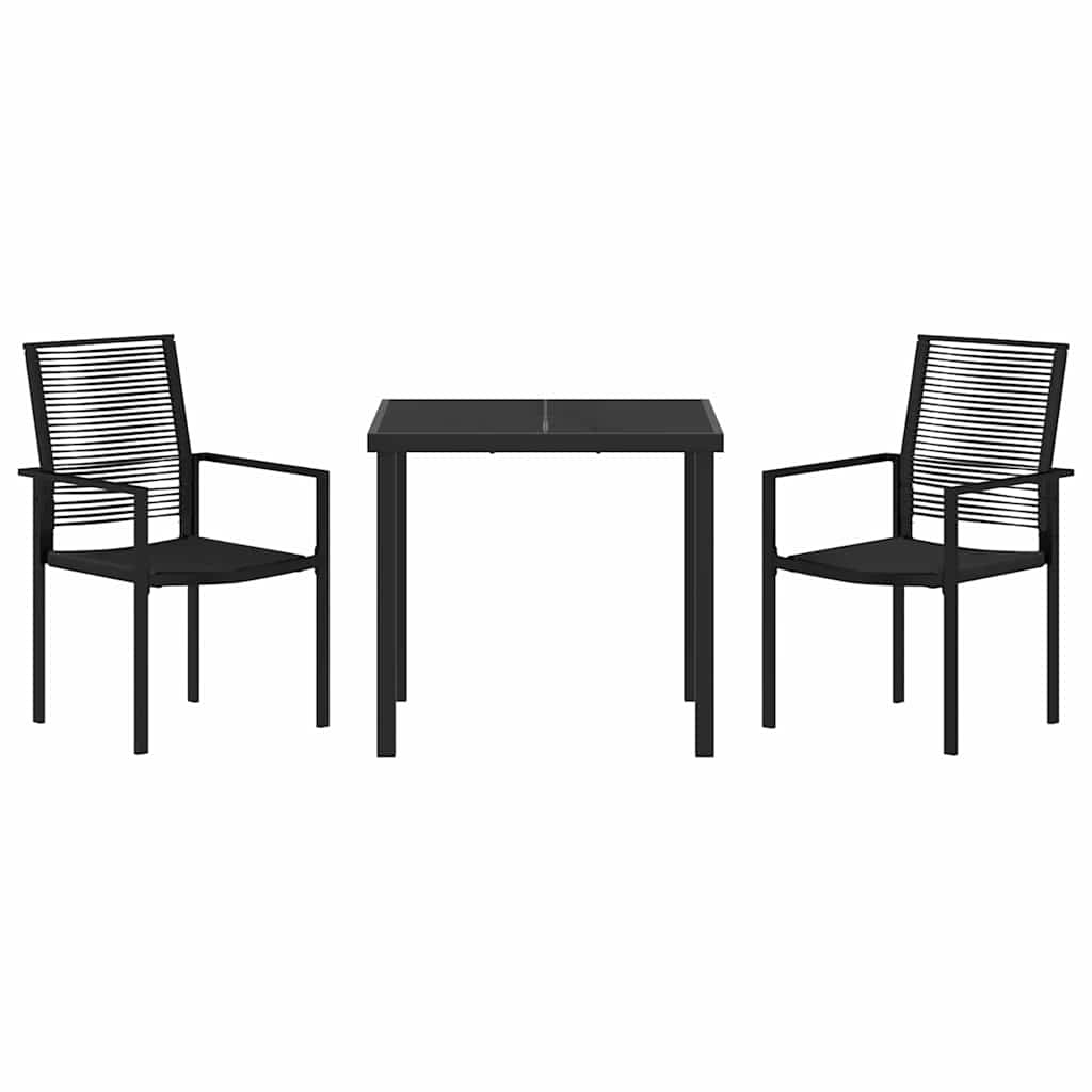 Set da Pranzo per Giardino 3 pcs Nero Rattan in PVC - homemem39