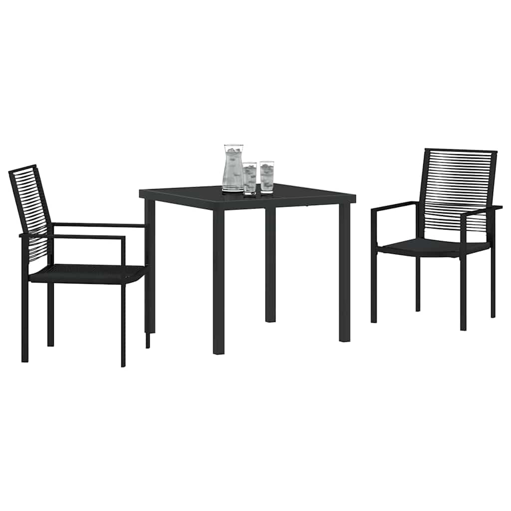 Set da Pranzo per Giardino 3 pcs Nero Rattan in PVC - homemem39
