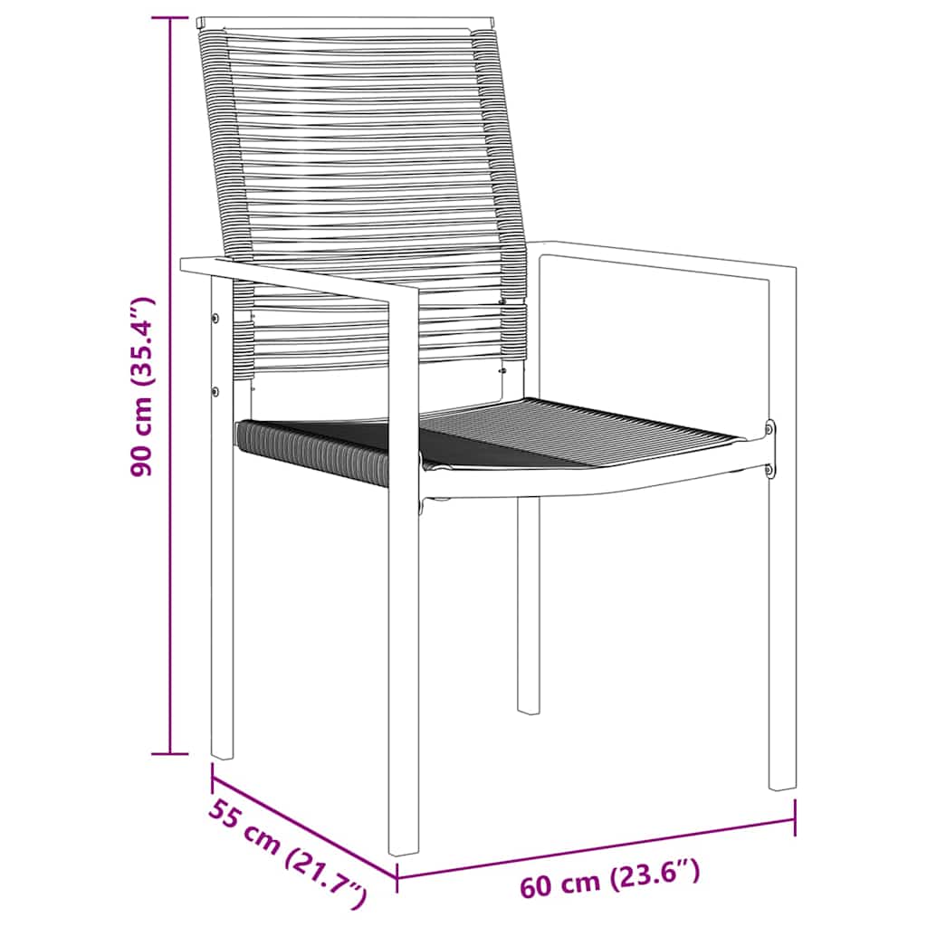 Set da Pranzo per Giardino 3 pcs Nero Rattan in PVC - homemem39