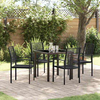 Set da Pranzo per Giardino 5 pcs Nero Rattan in PVC - homemem39