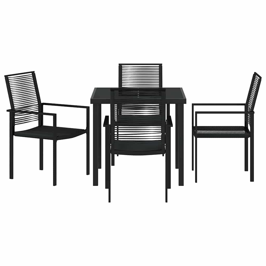 Set da Pranzo per Giardino 5 pcs Nero Rattan in PVC - homemem39