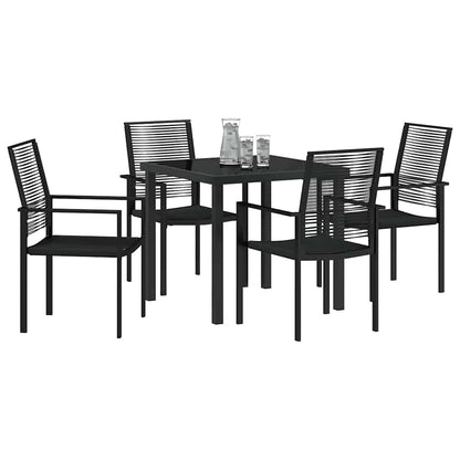 Set da Pranzo per Giardino 5 pcs Nero Rattan in PVC - homemem39