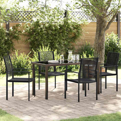 Set da Pranzo per Giardino 5 pcs Nero Rattan in PVC - homemem39