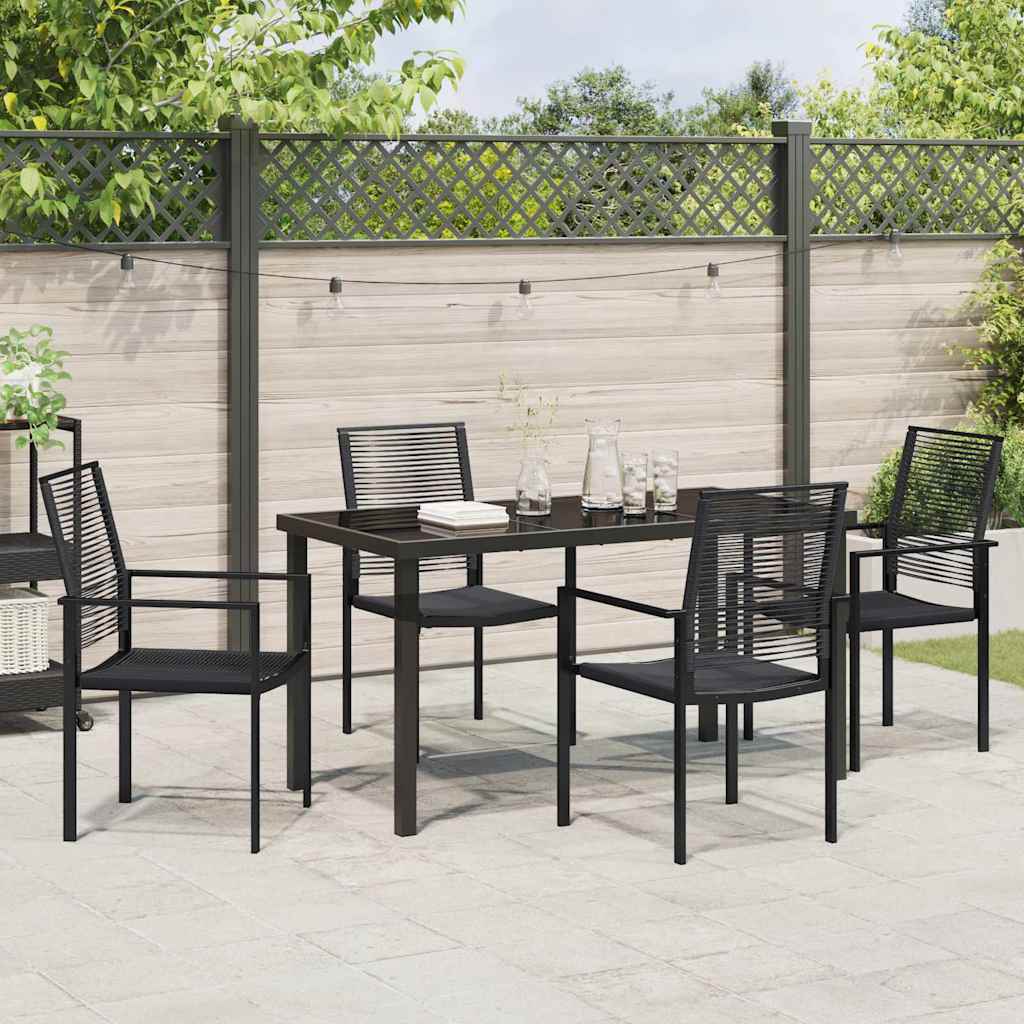 Set da Pranzo per Giardino 5 pcs Nero Rattan in PVC - homemem39