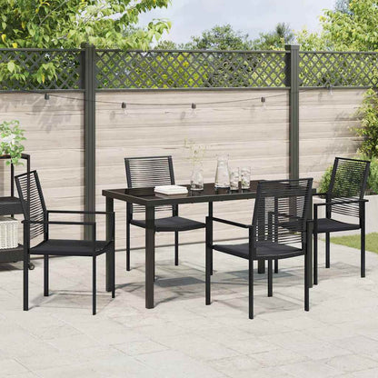Set da Pranzo per Giardino 5 pcs Nero Rattan in PVC - homemem39