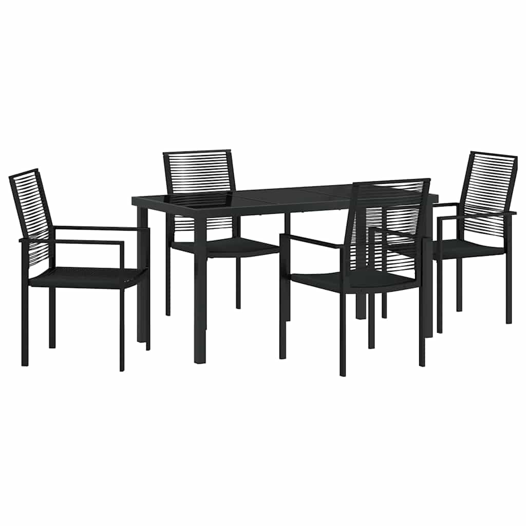 Set da Pranzo per Giardino 5 pcs Nero Rattan in PVC - homemem39