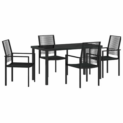 Set da Pranzo per Giardino 5 pcs Nero Rattan in PVC - homemem39