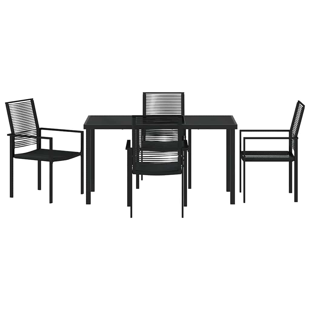 Set da Pranzo per Giardino 5 pcs Nero Rattan in PVC - homemem39