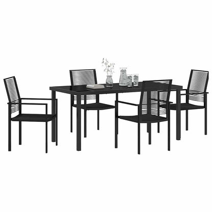 Set da Pranzo per Giardino 5 pcs Nero Rattan in PVC - homemem39