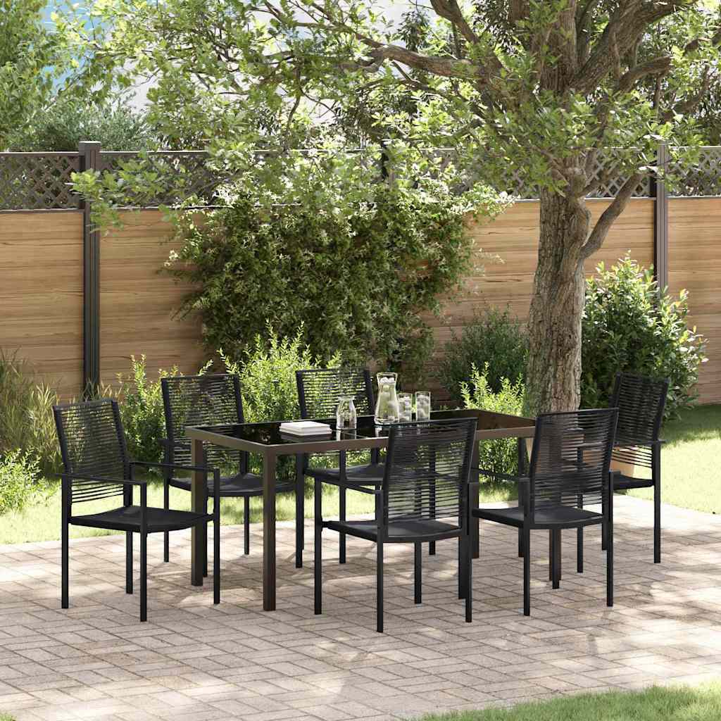 Set da Pranzo per Giardino 7 pcs Nero Rattan in PVC - homemem39