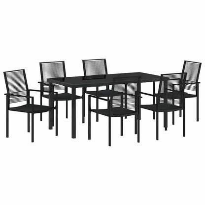 Set da Pranzo per Giardino 7 pcs Nero Rattan in PVC - homemem39