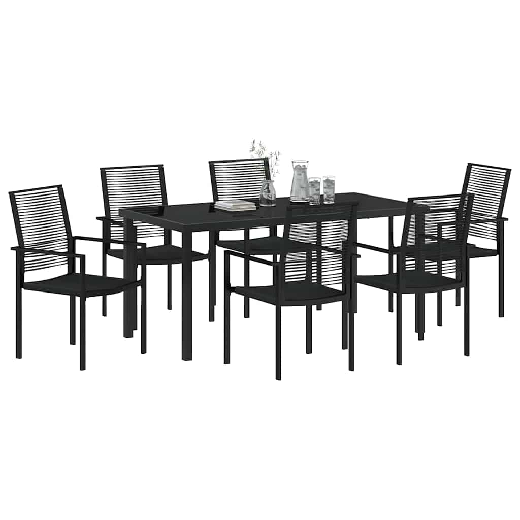 Set da Pranzo per Giardino 7 pcs Nero Rattan in PVC - homemem39