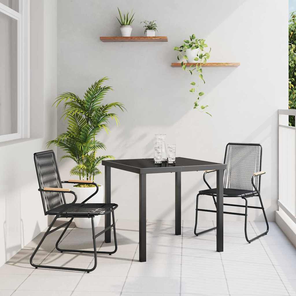 Set da Pranzo per Giardino 3 pcs Nero Rattan in PVC - homemem39