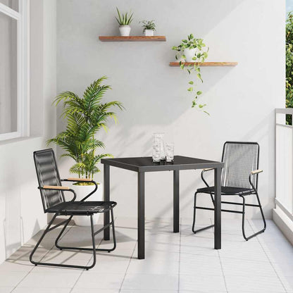 Set da Pranzo per Giardino 3 pcs Nero Rattan in PVC - homemem39