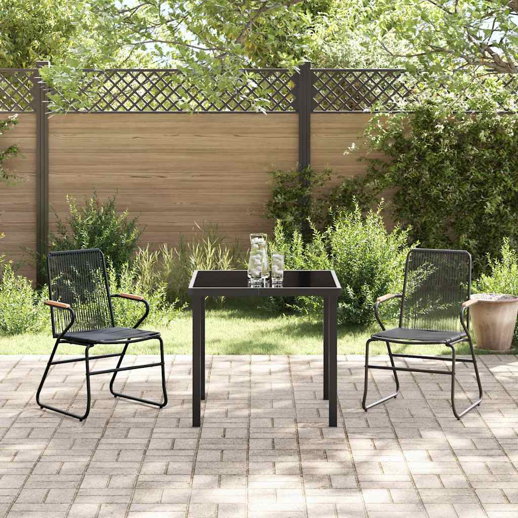 Set da Pranzo per Giardino 3 pcs Nero Rattan in PVC - homemem39