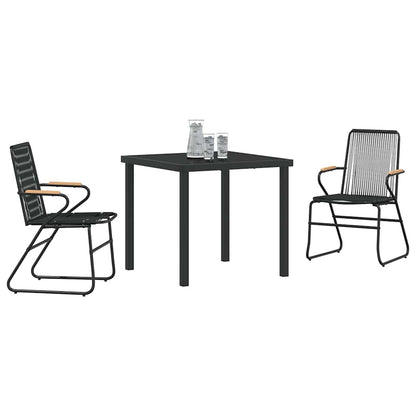 Set da Pranzo per Giardino 3 pcs Nero Rattan in PVC - homemem39