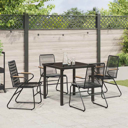 Set da Pranzo per Giardino 5 pcs Nero Rattan in PVC - homemem39
