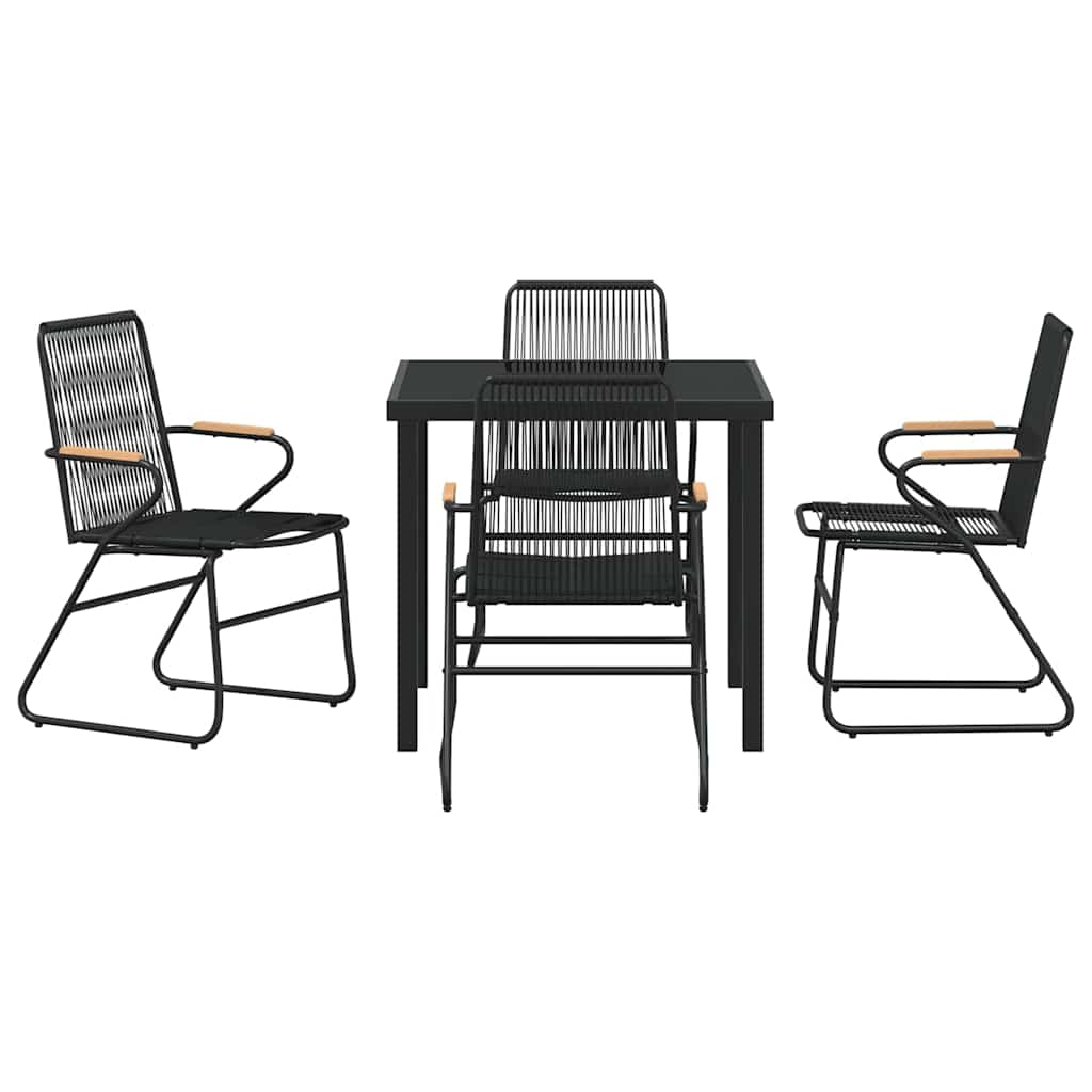 Set da Pranzo per Giardino 5 pcs Nero Rattan in PVC - homemem39