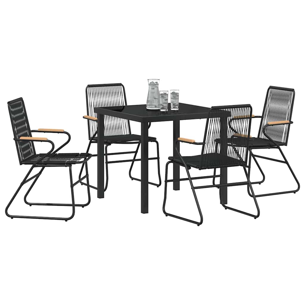 Set da Pranzo per Giardino 5 pcs Nero Rattan in PVC - homemem39