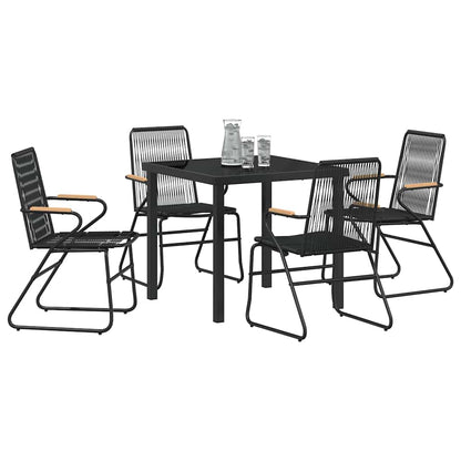 Set da Pranzo per Giardino 5 pcs Nero Rattan in PVC - homemem39