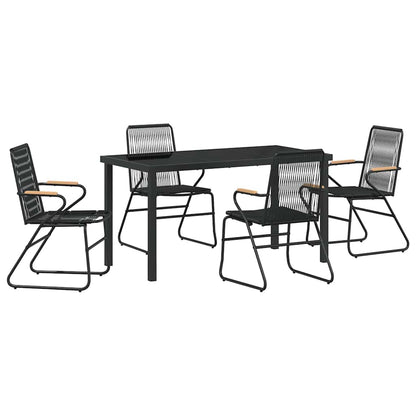Set da Pranzo per Giardino 5 pcs Nero Rattan in PVC - homemem39
