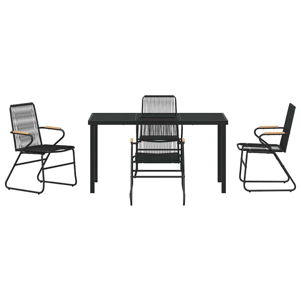 Set da Pranzo per Giardino 5 pcs Nero Rattan in PVC - homemem39