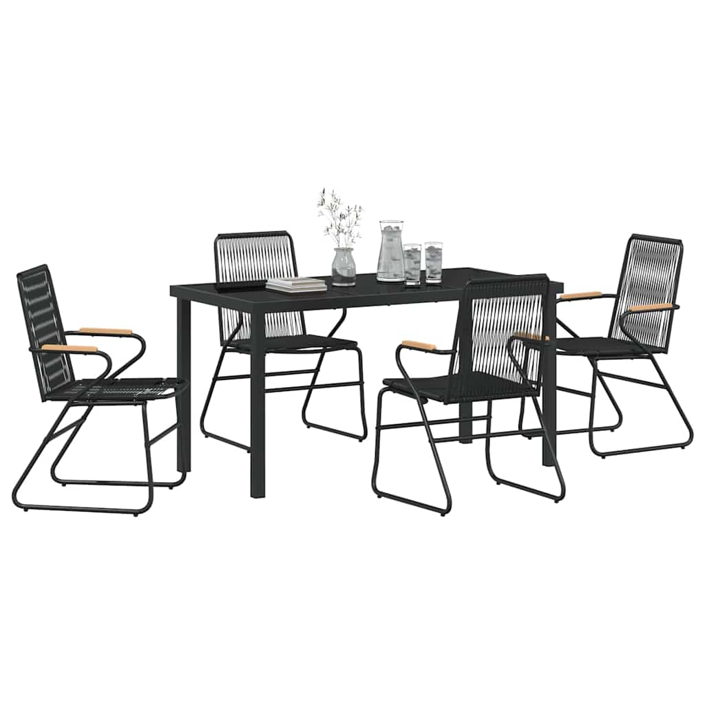Set da Pranzo per Giardino 5 pcs Nero Rattan in PVC - homemem39