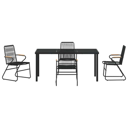 Set da Pranzo per Giardino 5 pcs Nero Rattan in PVC - homemem39