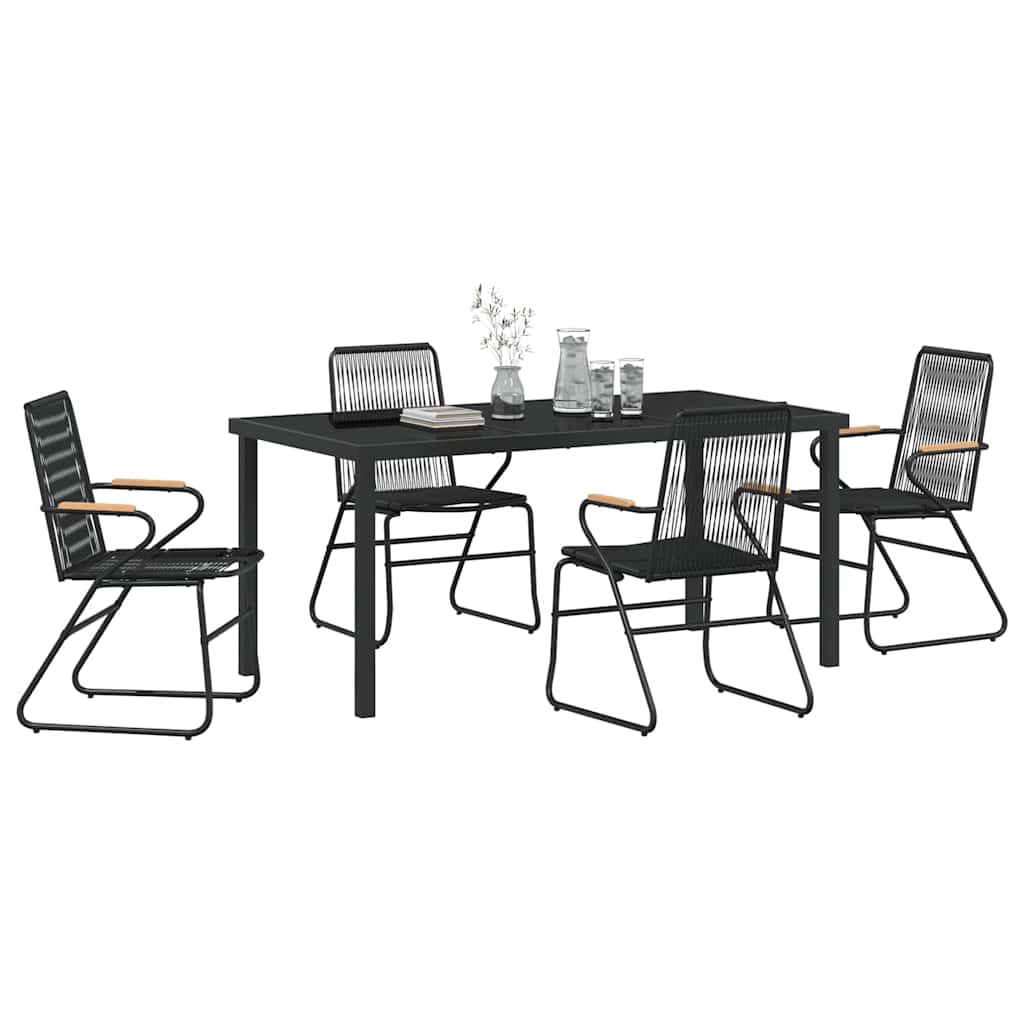 Set da Pranzo per Giardino 5 pcs Nero Rattan in PVC - homemem39
