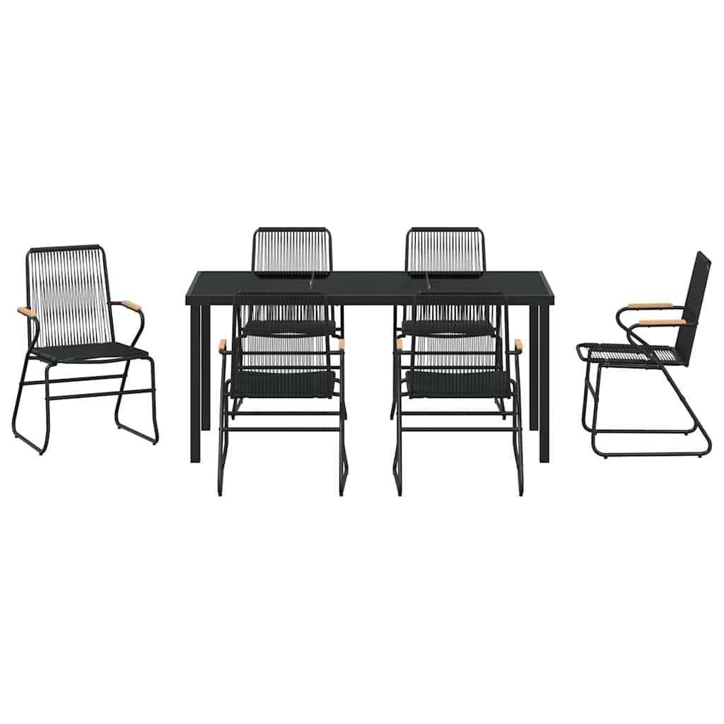 Set da Pranzo per Giardino 7 pcs Nero Rattan in PVC - homemem39