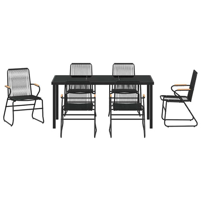 Set da Pranzo per Giardino 7 pcs Nero Rattan in PVC - homemem39