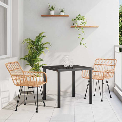 Set da Pranzo per Giardino 3 pcs Marrone Poly Rattan - homemem39