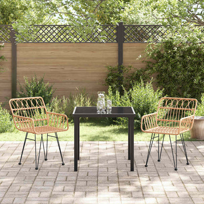 Set da Pranzo per Giardino 3 pcs Marrone Poly Rattan - homemem39