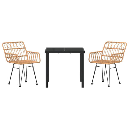Set da Pranzo per Giardino 3 pcs Marrone Poly Rattan - homemem39