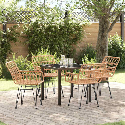 Set da Pranzo per Giardino 5 pcs Marrone Poly Rattan - homemem39