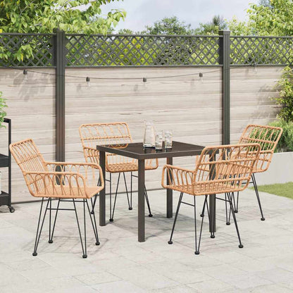 Set da Pranzo per Giardino 5 pcs Marrone Poly Rattan - homemem39