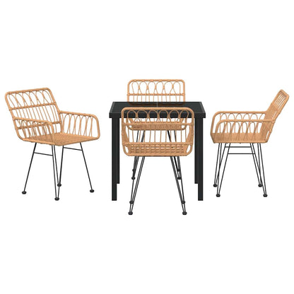 Set da Pranzo per Giardino 5 pcs Marrone Poly Rattan - homemem39