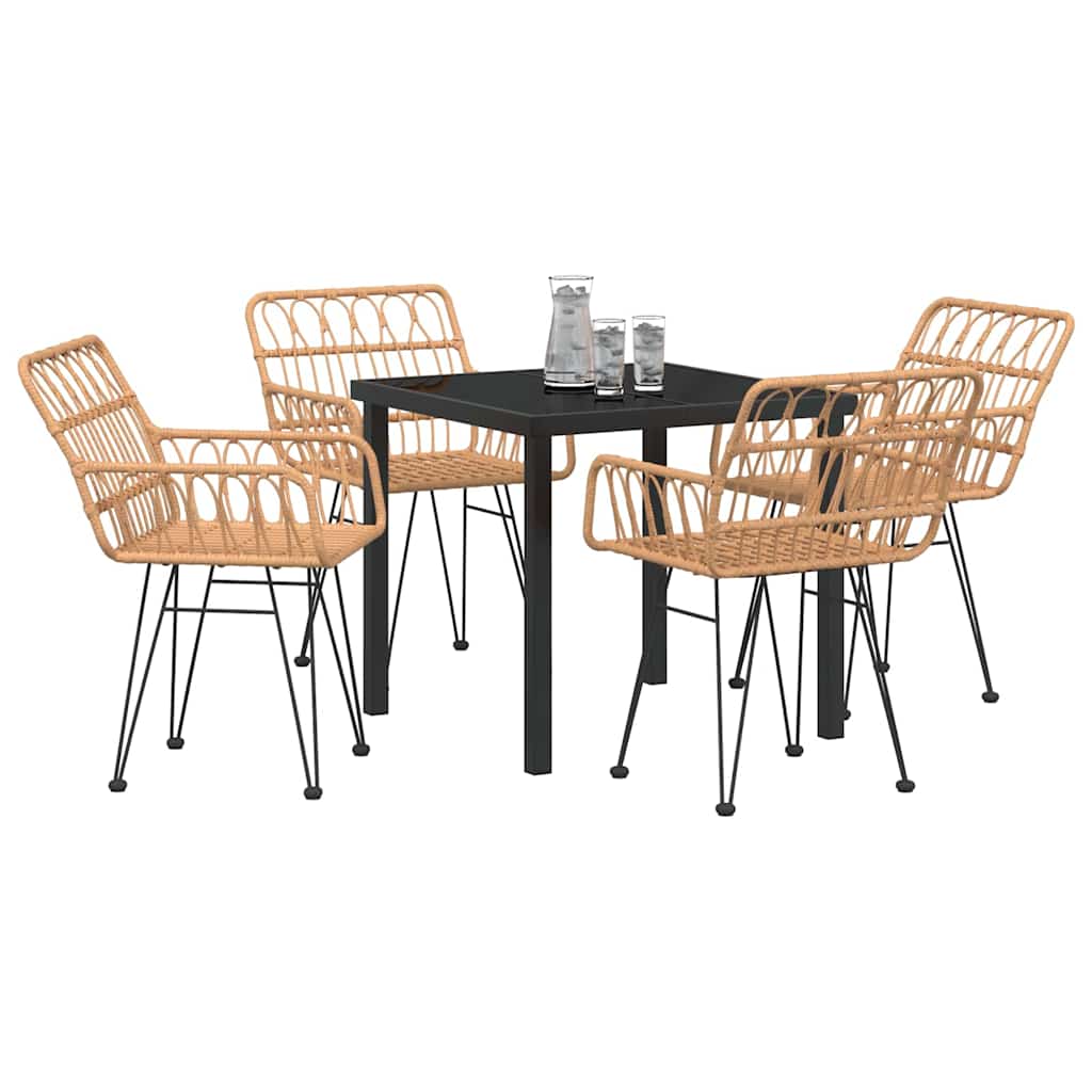 Set da Pranzo per Giardino 5 pcs Marrone Poly Rattan - homemem39