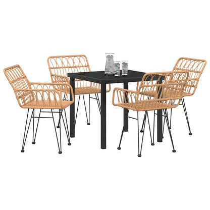 Set da Pranzo per Giardino 5 pcs Marrone Poly Rattan - homemem39