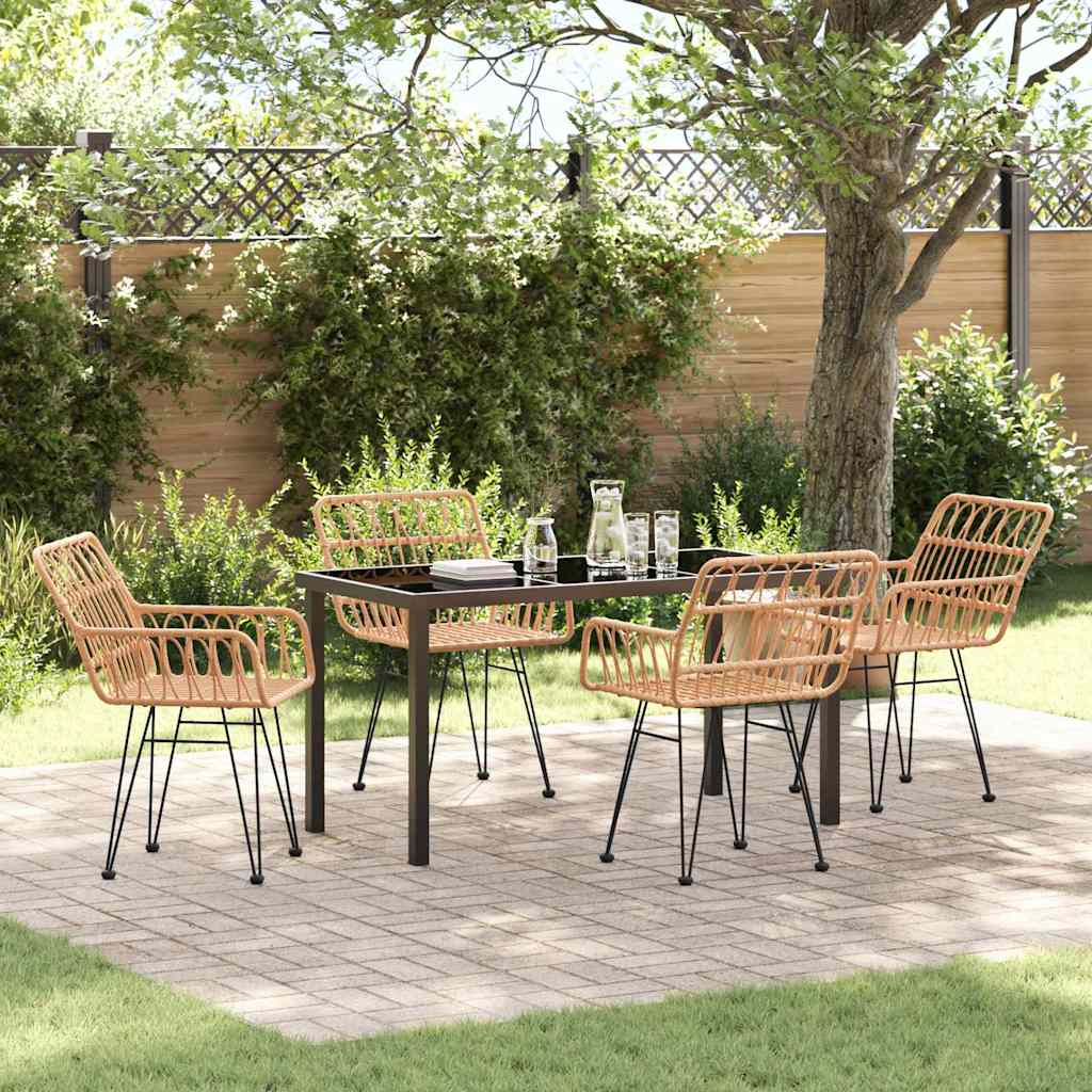 Set da Pranzo per Giardino 5 pcs Marrone Poly Rattan - homemem39