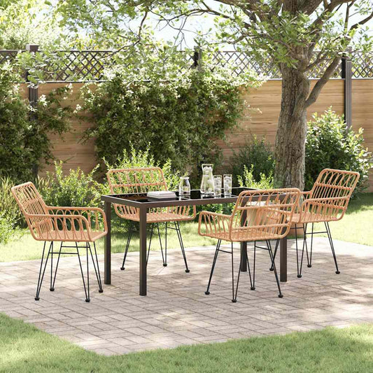 Set da Pranzo per Giardino 5 pcs Marrone Poly Rattan - homemem39