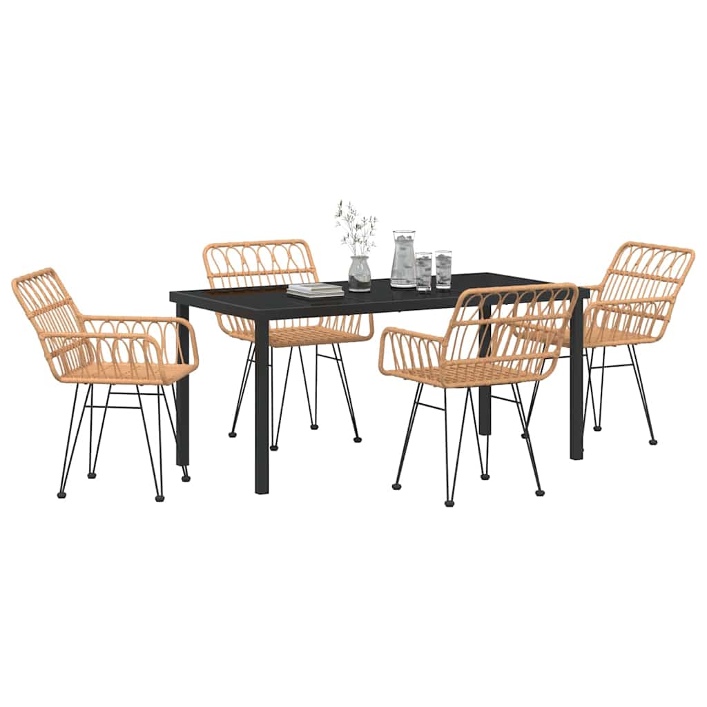 Set da Pranzo per Giardino 5 pcs Marrone Poly Rattan - homemem39