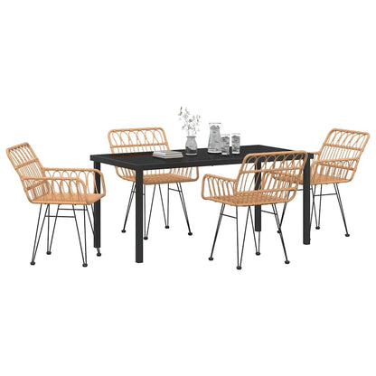 Set da Pranzo per Giardino 5 pcs Marrone Poly Rattan - homemem39