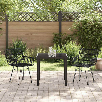 Set da Pranzo per Giardino 3 pcs Nero Poly Rattan - homemem39