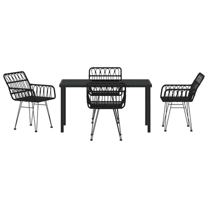 Set da Pranzo per Giardino 5 pcs Nero Poly Rattan - homemem39