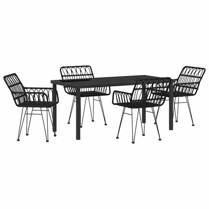 Set da Pranzo per Giardino 5 pcs Nero Poly Rattan - homemem39
