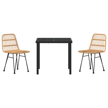 Set da Pranzo per Giardino 3 pcs Marrone Poly Rattan - homemem39