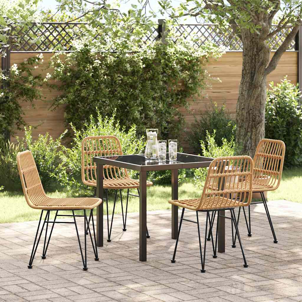 Set da Pranzo per Giardino 5 pcs Marrone Poly Rattan - homemem39