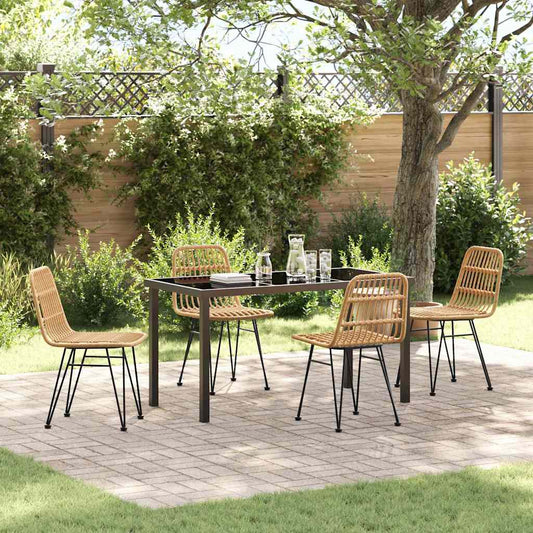 Set da Pranzo per Giardino 5 pcs Marrone Poly Rattan - homemem39