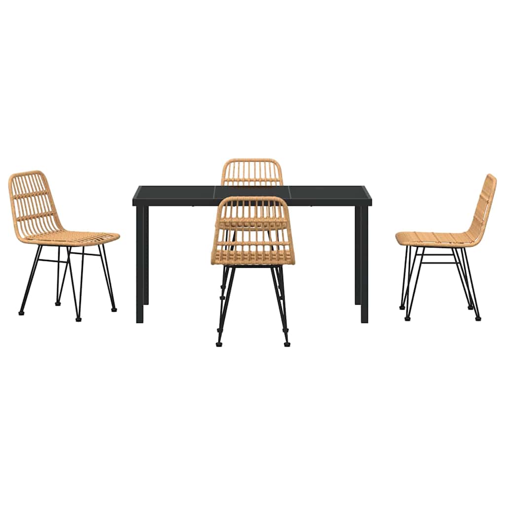 Set da Pranzo per Giardino 5 pcs Marrone Poly Rattan - homemem39